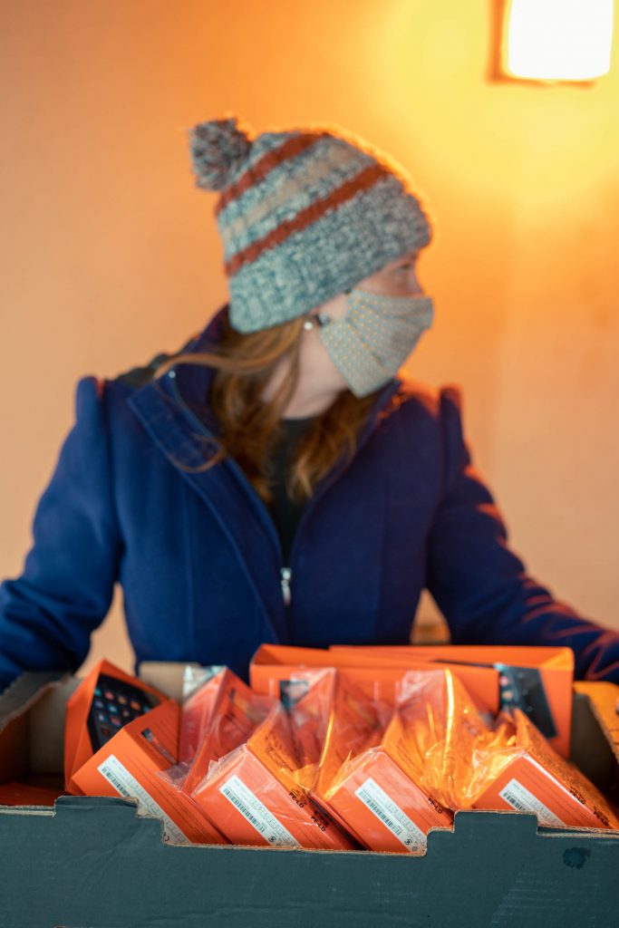 Tania with one box of goodies