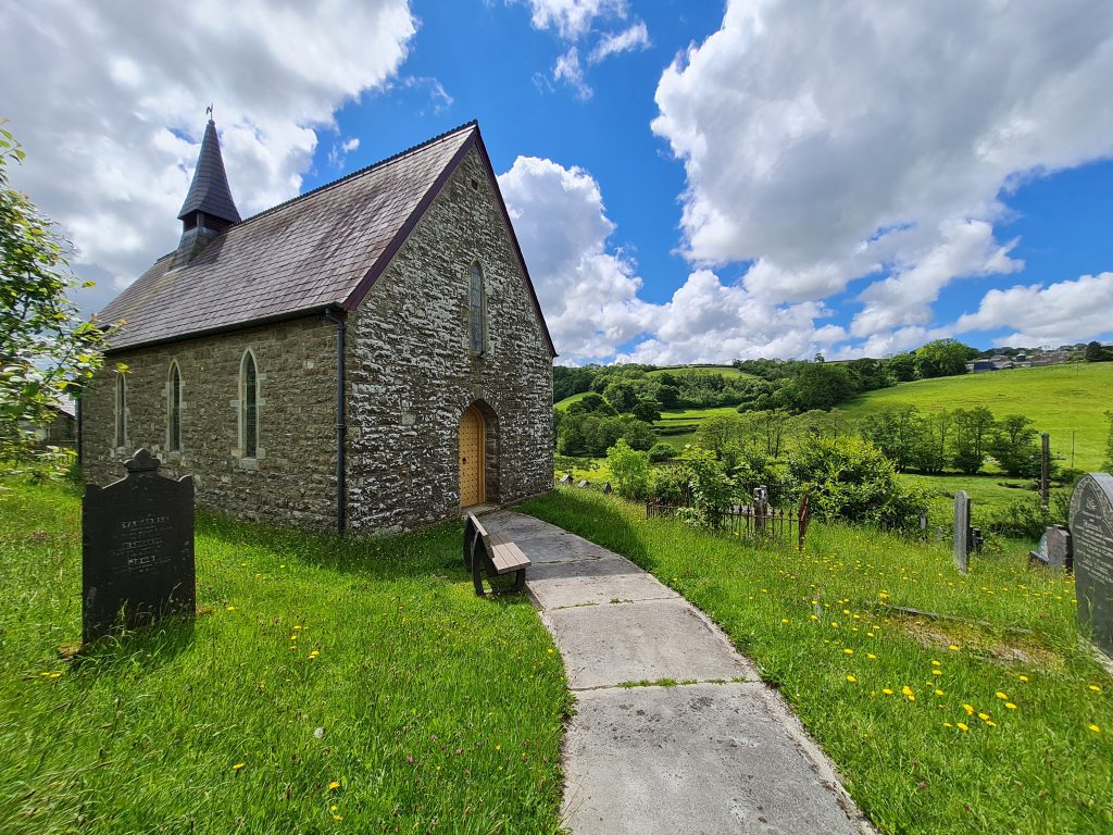 St Ffraed’s church and views, Tregroes West Wales